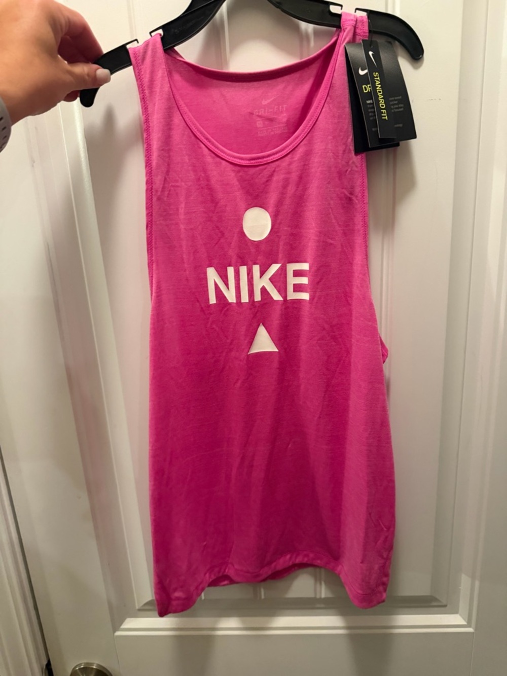 Nike Hot Pink Women's Tank Top with White Logo